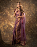 Lorenvalley Fashion Attractive Purple Fendy Silk Saree With Jacquard Weaving Blouse | Grocsy