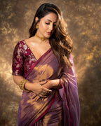 Lorenvalley Fashion Attractive Purple Fendy Silk Saree With Jacquard Weaving Blouse | Grocsy