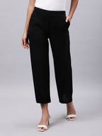 Souchii Women Black Liva Solid Palazzos | Grocsy