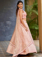 Tulsi Art Beautiful Pink Sequins Art Silk Bridesmaid Lehenga Choli With Dupatta | Grocsy