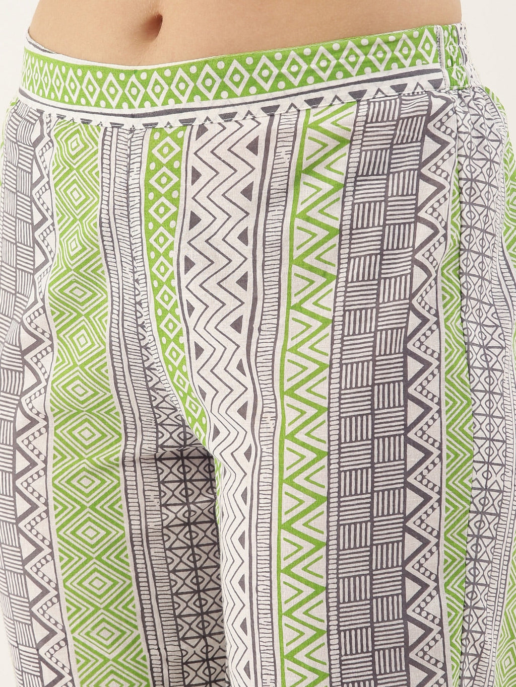 Sangria Women White Printed Pure Cotton Kurta with Trousers | Grocsy