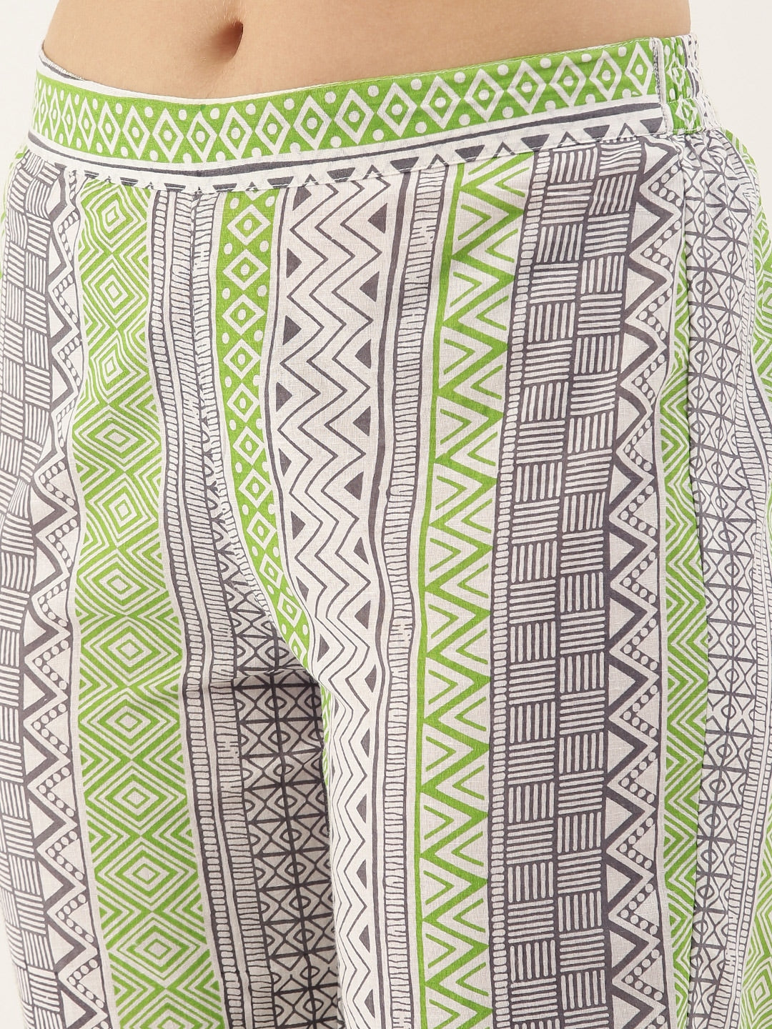 Sangria Women White Printed Pure Cotton Kurta with Trousers | Grocsy