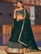 Tulsi Art Stunning Green Sequins Georgette Reception Wear Lehenga Choli | Grocsy
