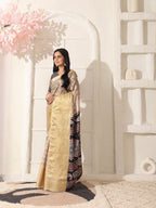 Shivam Fabrics Beige Lichi Patta Fabric Printed Saree | Grocsy