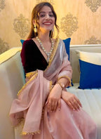 Lorenvalley Fashion Pink Soft Zimmy Silk Saree With Fancy Lace | Grocsy