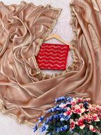 Lorenvalley Fashion Chiku Zimmy Choo Silk Fancy Lace Saree With Blouse | Grocsy