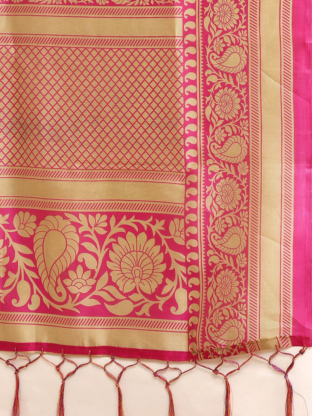 Saree Mall Pink & Blue Paisley Print Half & Half Saree | Grocsy
