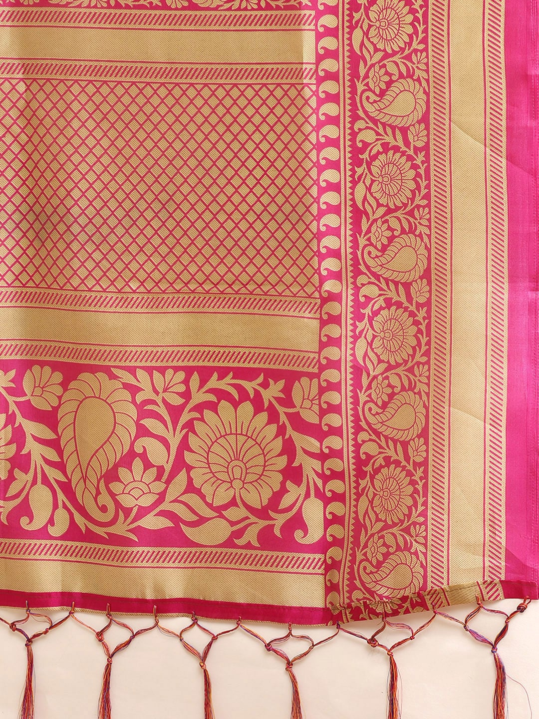 Saree Mall Pink & Blue Paisley Print Half & Half Saree | Grocsy