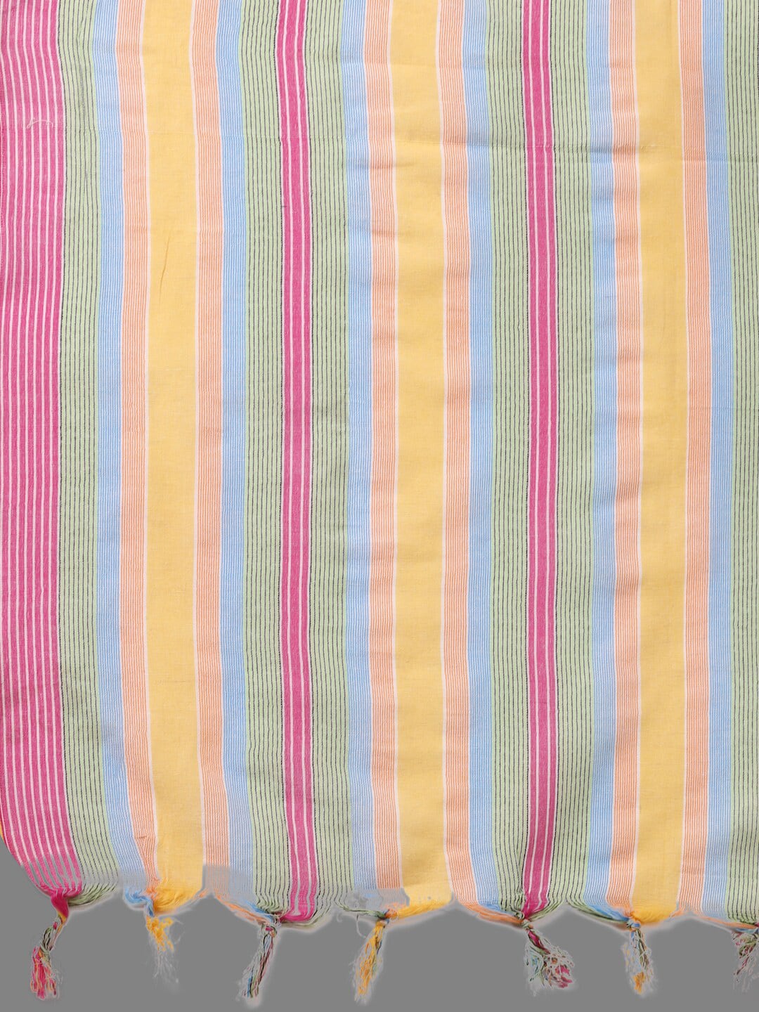HERE&NOW Turquoise Blue Striped Regular Pure Cotton Kurta with Trousers & With Dupatta | Grocsy