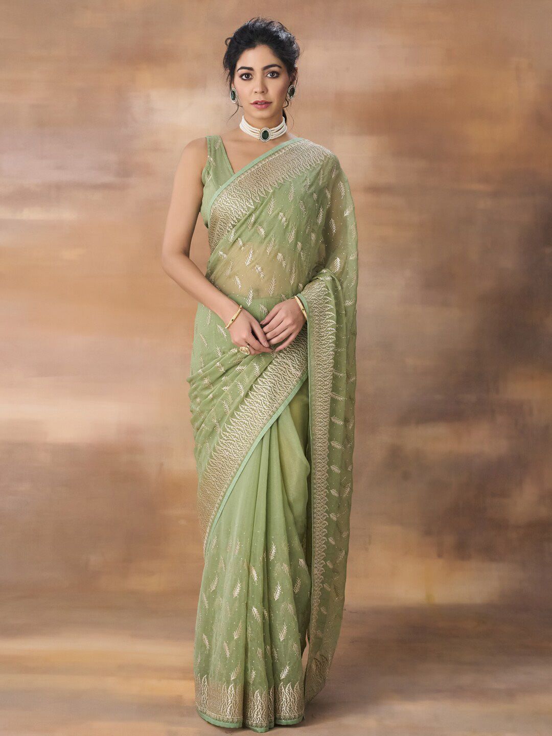 kasee Floral Embroidered Art Silk Saree | Grocsy