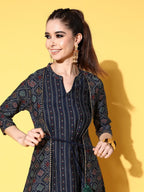 All About You Women Printed Bold Decorations Layered A-Line Kurta | Grocsy