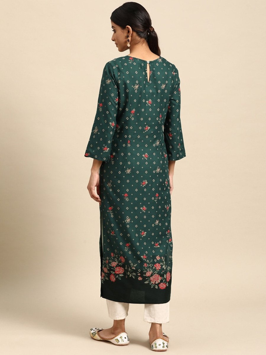All About You Women Floral & Geometric Printed Straight Kurta | Grocsy