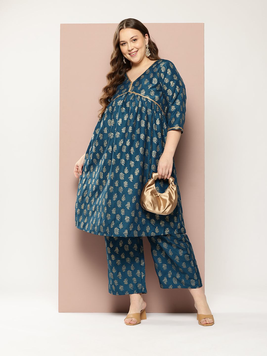 Sztori Plus Size Ethnic Motifs Kurta Set | Grocsy