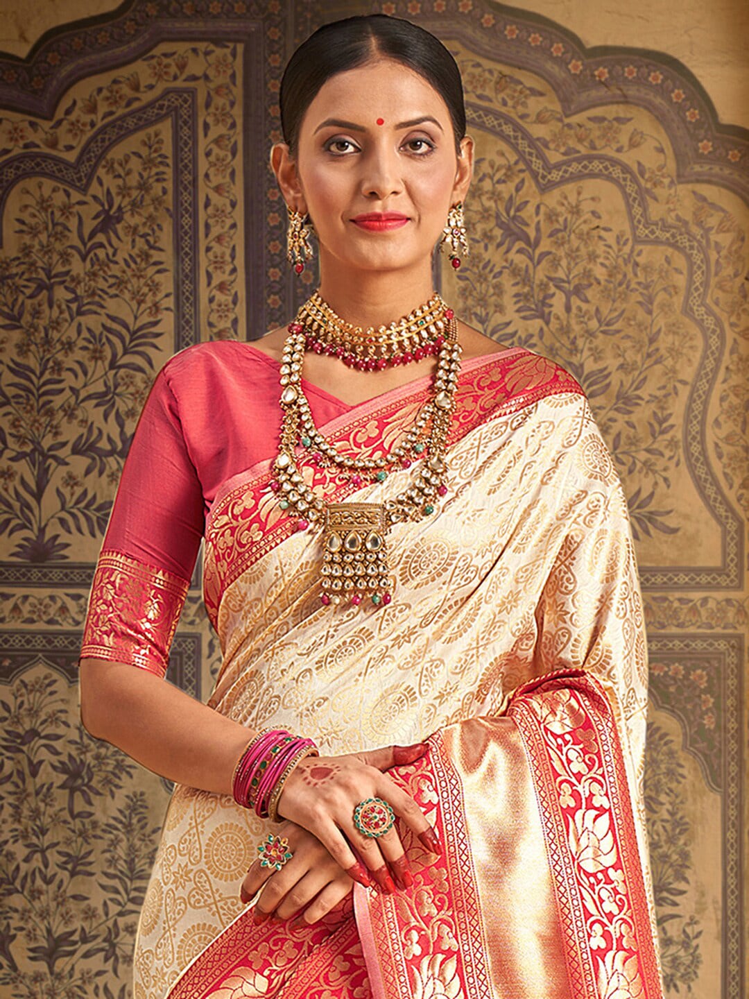 Saree Mall Woven Design Zari Kanjeevaram Traditional Sarees | Grocsy