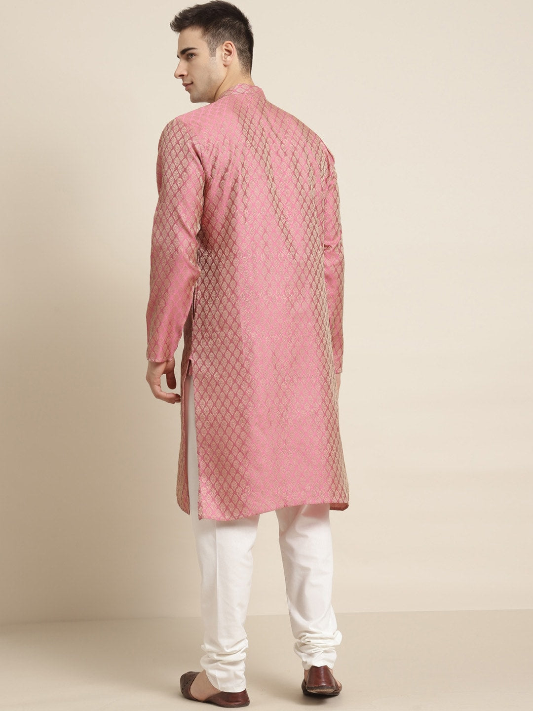 Sojanya Ethnic Motif Woven Design Mandarin Collar Straight Kurta With Churidar | Grocsy