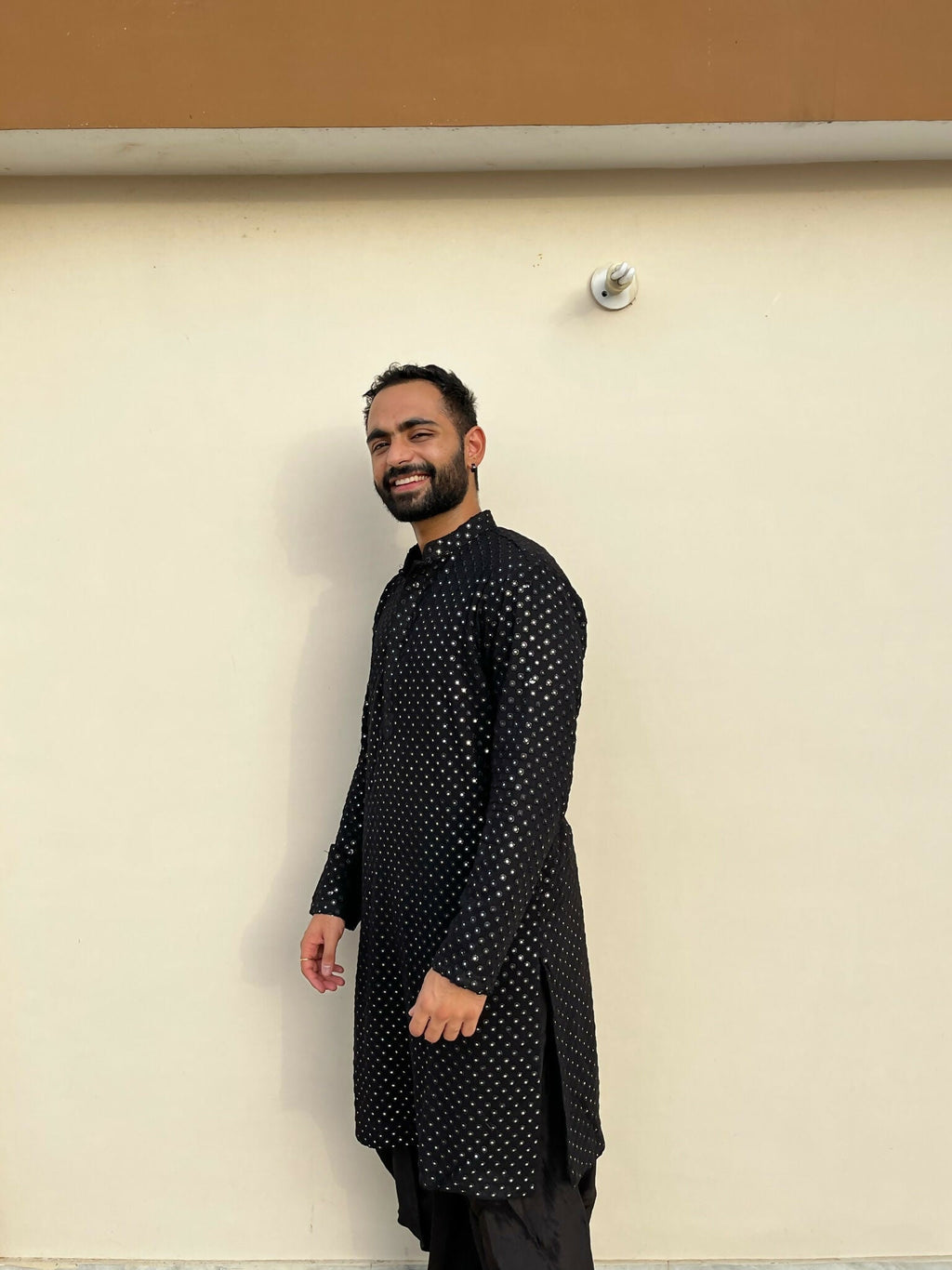 Black Mirror Work Kurta by Hilo Design | Grocsy