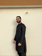 Black Mirror Work Kurta by Hilo Design | Grocsy