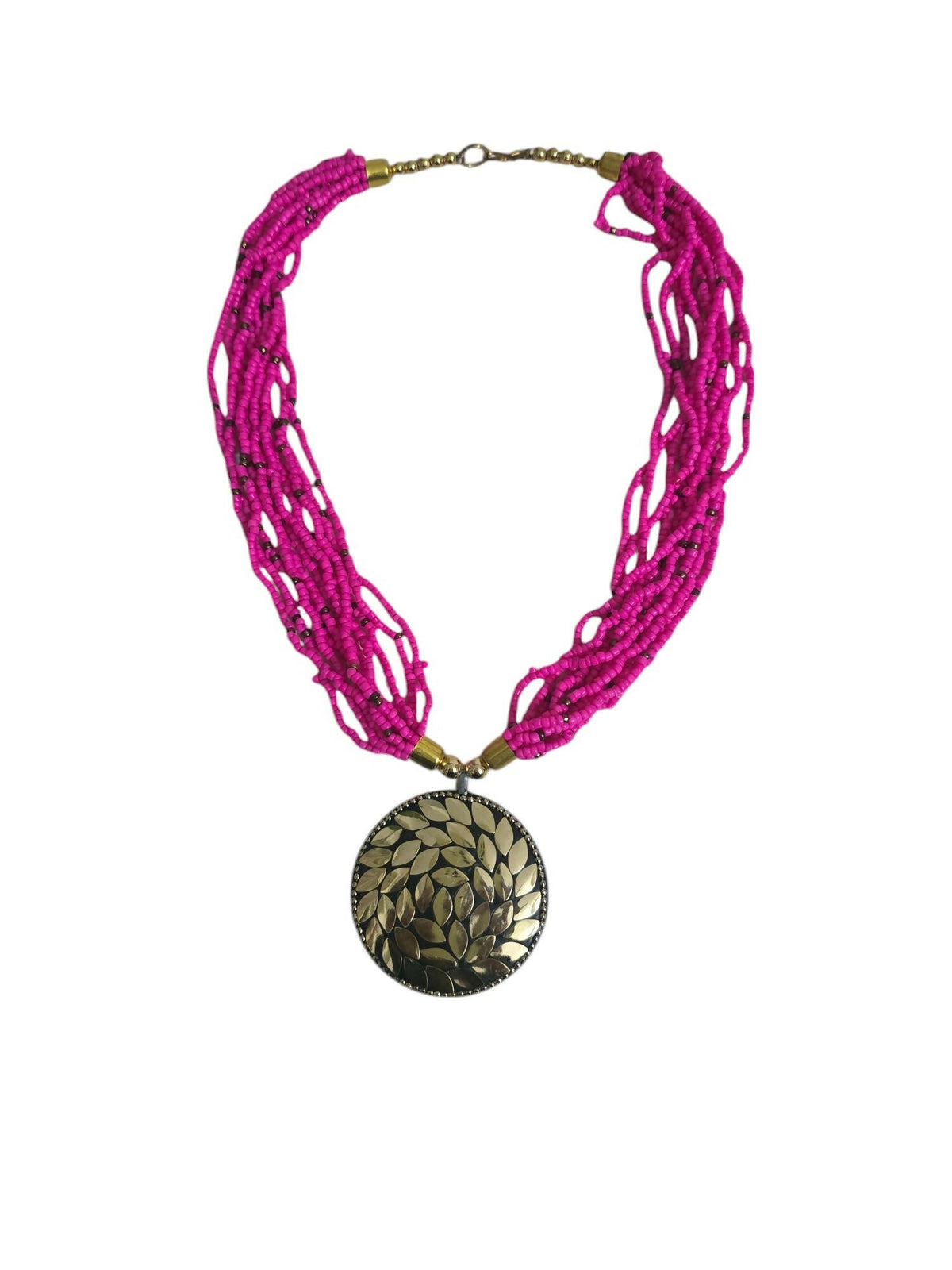 Inhanns Everyday Statement Beaded Pendant Necklace - Hot Pink | Grocsy