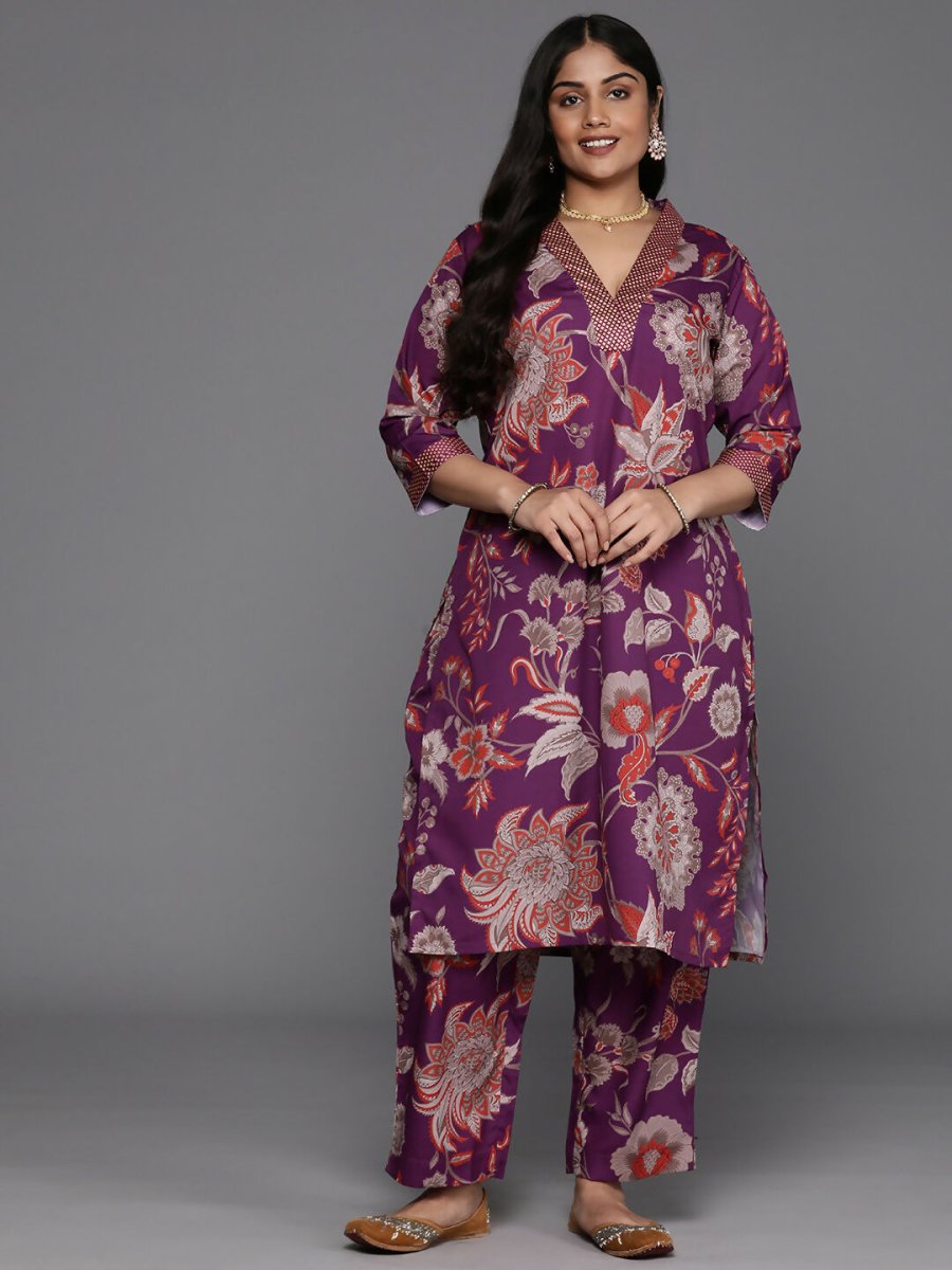 Ahalyaa Women's Traditional wear Kurta Set - Purple | Grocsy
