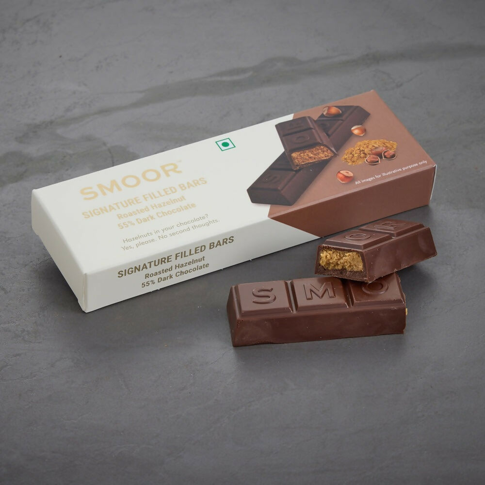 Smoor Signature Filled Bars Roasted Hazelnut Bars 55% Dark Chocolate | Grocsy