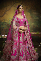 House of Panchhi Pink Pure Silk Moti & Zarkan heavy embroidery Lehenga choli & Dupatta | Grocsy
