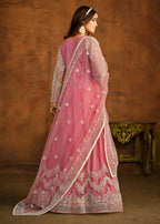 Pink All Over Embroidered Net Wedding Anarkali Suit - Emponline | Grocsy