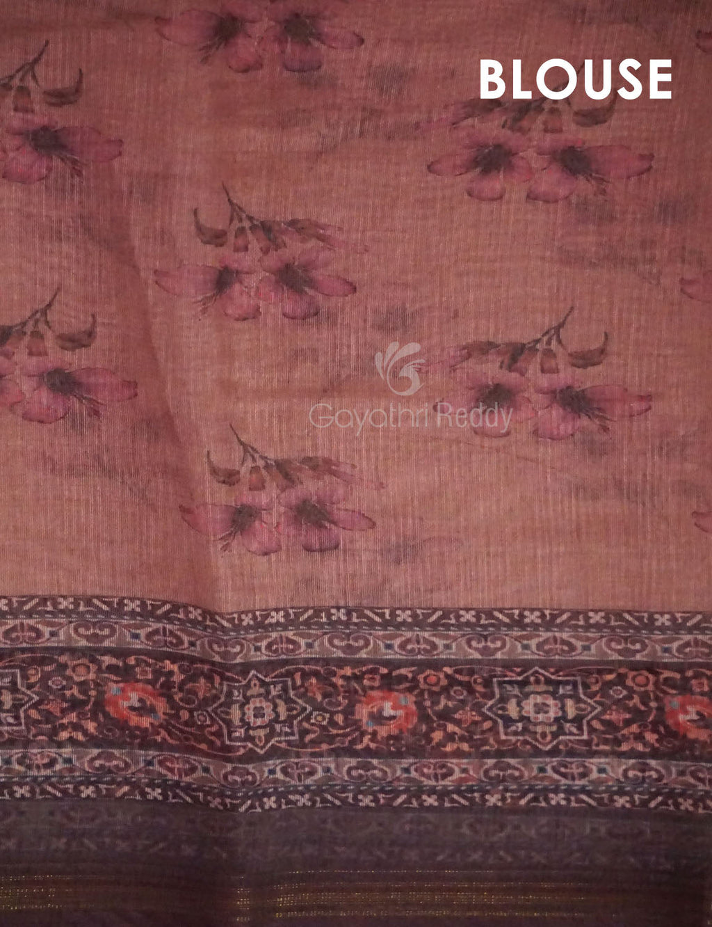 Light Peach Colour Printed Semi Chanderi Saree By Gayathri Reddy Designer Studio | Grocsy
