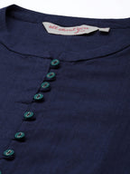 All About You Women Blue & Green Pure Cotton Kurta with Trousers | Grocsy