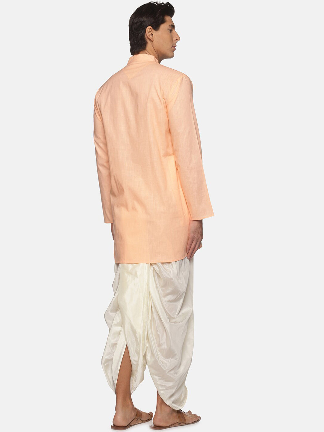 Sethukrishna Men Orange Pure Cotton Kurta with Salwar | Grocsy