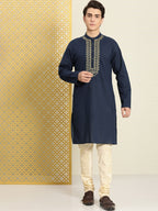 House of Pataudi Men Pure Cotton Yoke Design Jashn Kurta | Grocsy
