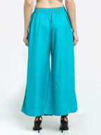 TAG 7 Women Set Of 2 White & Blue Flared Ethnic Palazzos | Grocsy