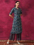 Aks Ethnic Motifs Printed Pure Cotton A-line Kurta with Palazzos | Grocsy