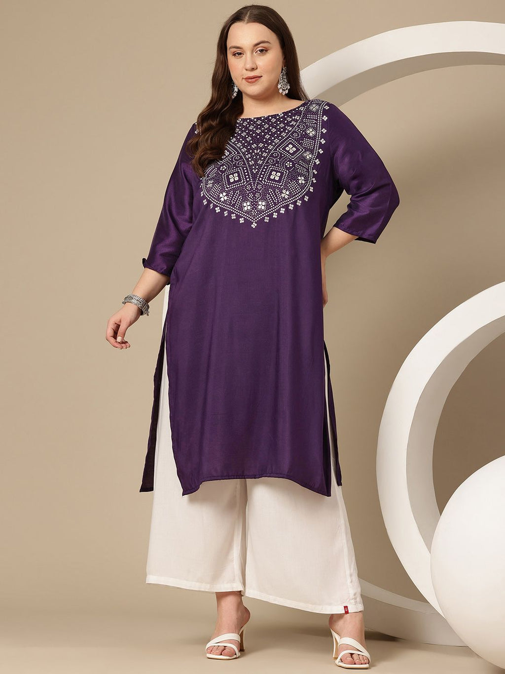 Sztori Plus Size Geometric Print Kurta | Grocsy