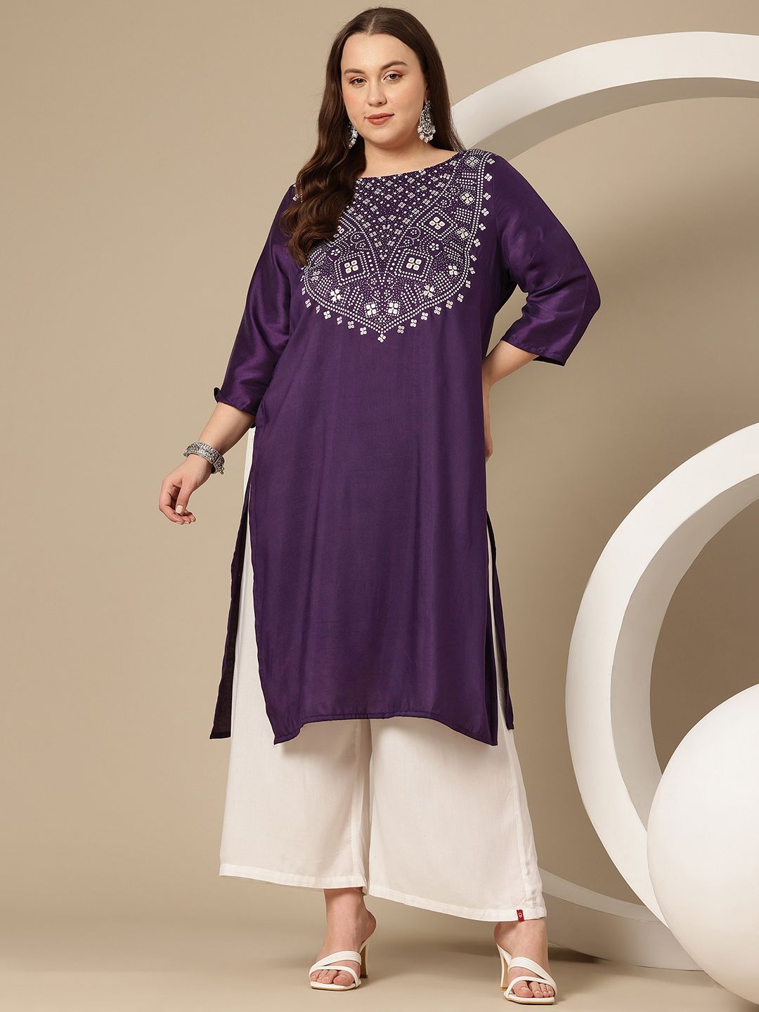 Sztori Plus Size Geometric Print Kurta | Grocsy