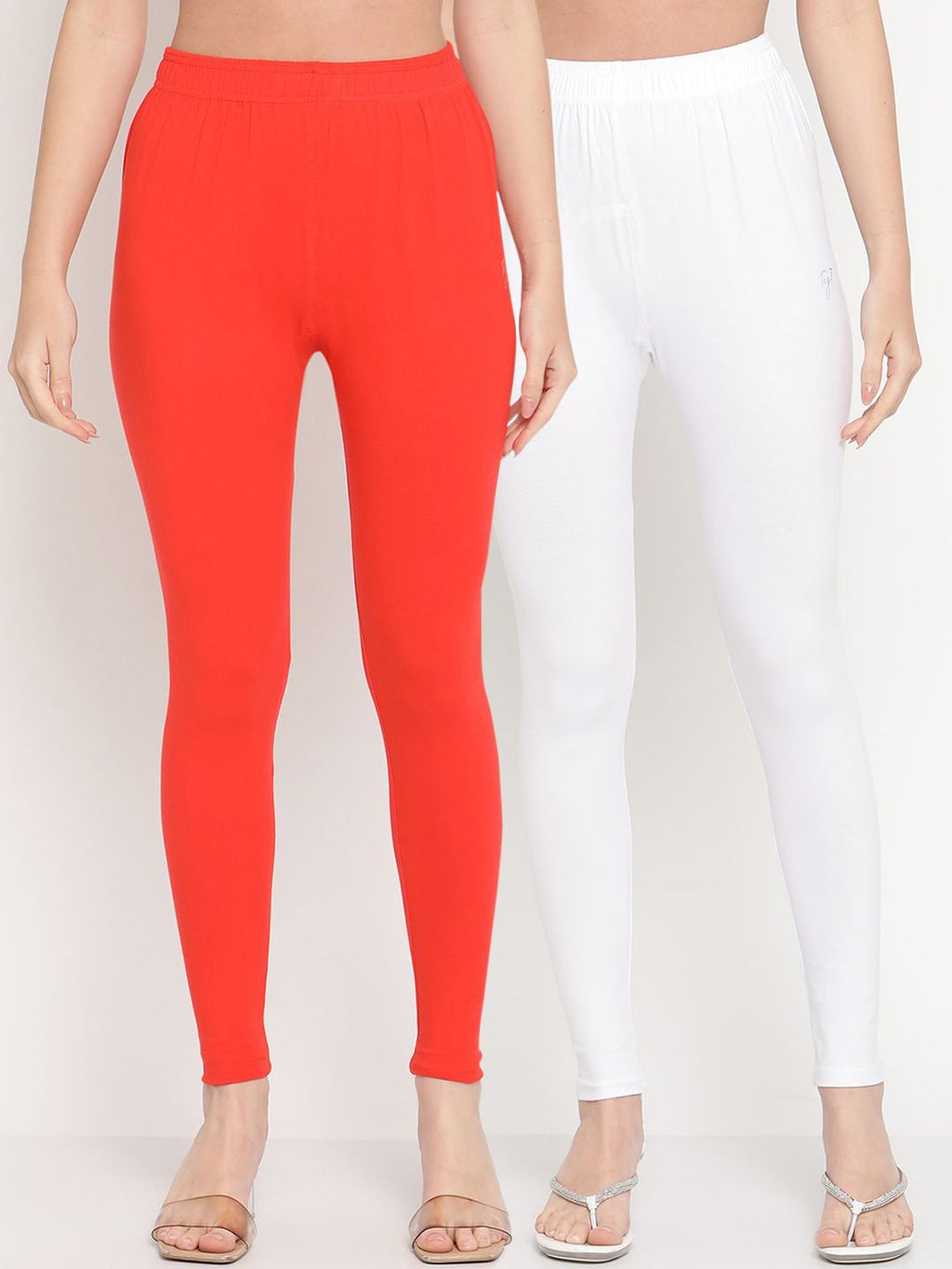 TAG 7 Women Pack Of 2 Solid Ankle-Length Leggings | Grocsy