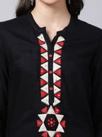 Souchii Women Black Geometric Embroidered Grandeur & Majestic Artwork Kurta | Grocsy