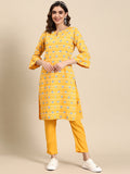 Sangria Women Ethnic Motifs Printed Straight Kurta with Solid Trousers | Grocsy