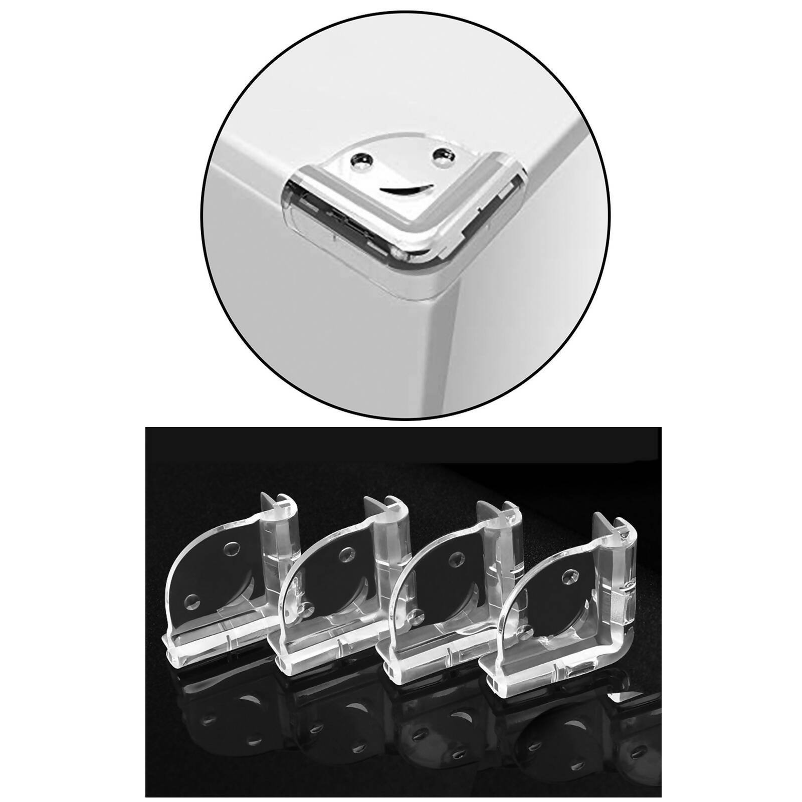 Safe-O-Kid Corner Guards/Cushions/Bumpers/Protector For Child Safety & Babyproofing, Smiley-Shaped, Transparent | Grocsy