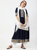 Cheera Embellished Party Wear Anarkali Dress - Navy Blue | Grocsy