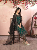 Anaita Green Embroidered Net Salwar Suit | Grocsy