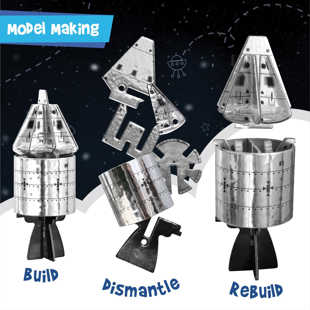Imagimake Mapology Man's Journey to Moon | NASA Mission Apollo 11 | Rocket & Satellite Model Making Set | Space Toys for ages 8-13 | Educational Science Kits for Kids Age 8-12 | Gifts for Boys & Girls | Grocsy