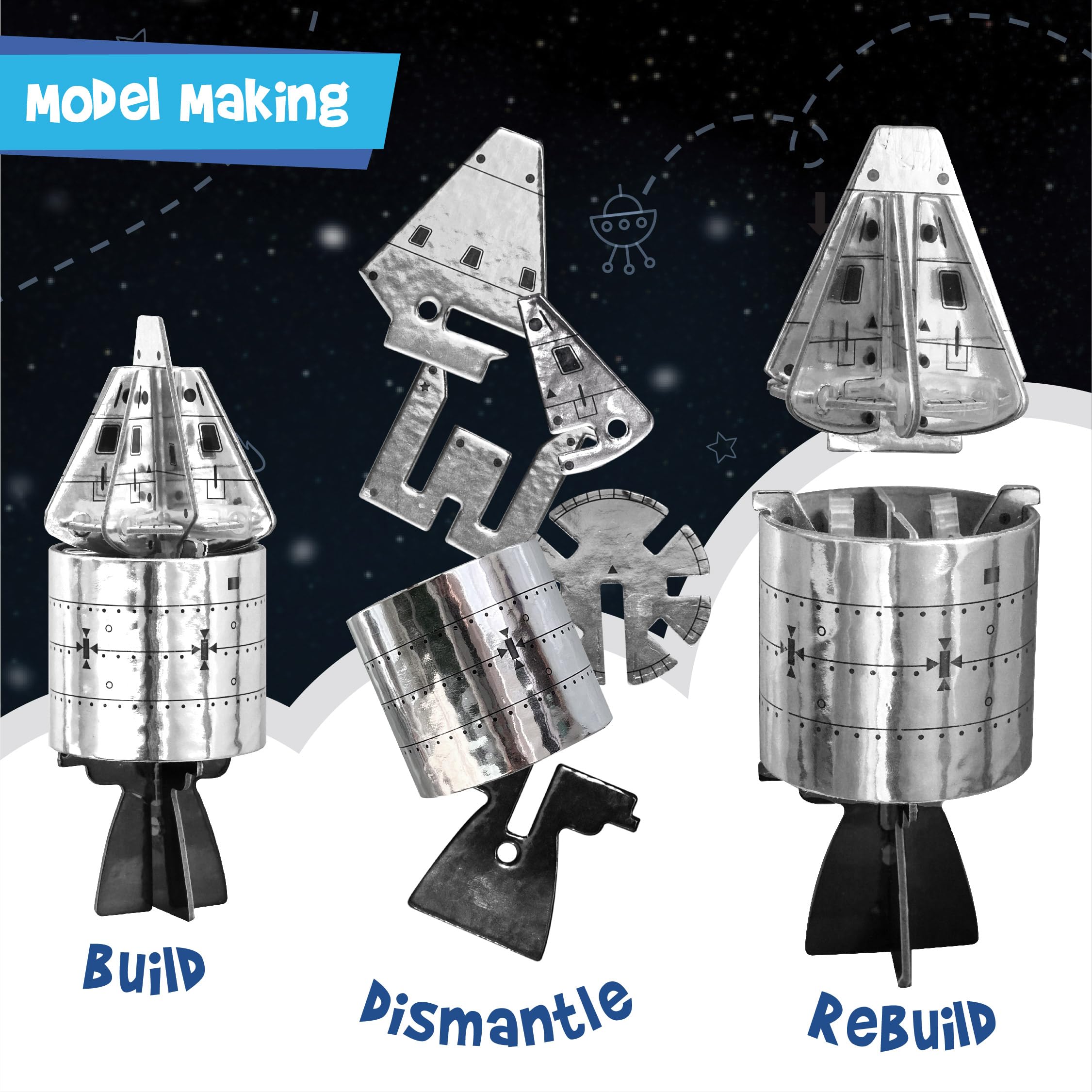 Imagimake Mapology Man's Journey to Moon | NASA Mission Apollo 11 | Rocket & Satellite Model Making Set | Space Toys for ages 8-13 | Educational Science Kits for Kids Age 8-12 | Gifts for Boys & Girls | Grocsy