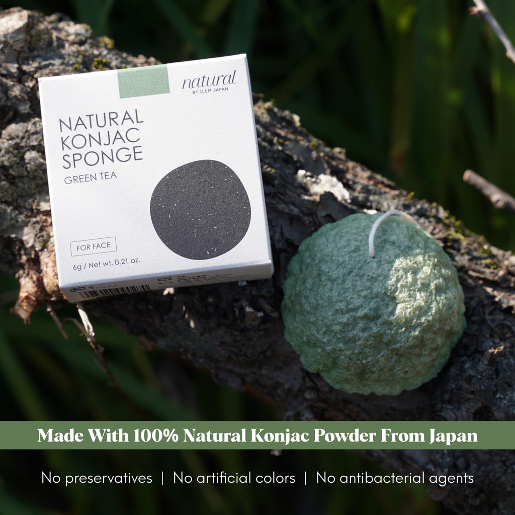 ILEM JAPAN Natural Konjac Sponge Face (Green Tea) | Grocsy