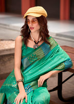 Anaita Light Green Designer Weaving Pure Silk Saree With Blouse | Grocsy