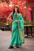Anaita Light Green Designer Weaving Pure Silk Saree With Blouse | Grocsy