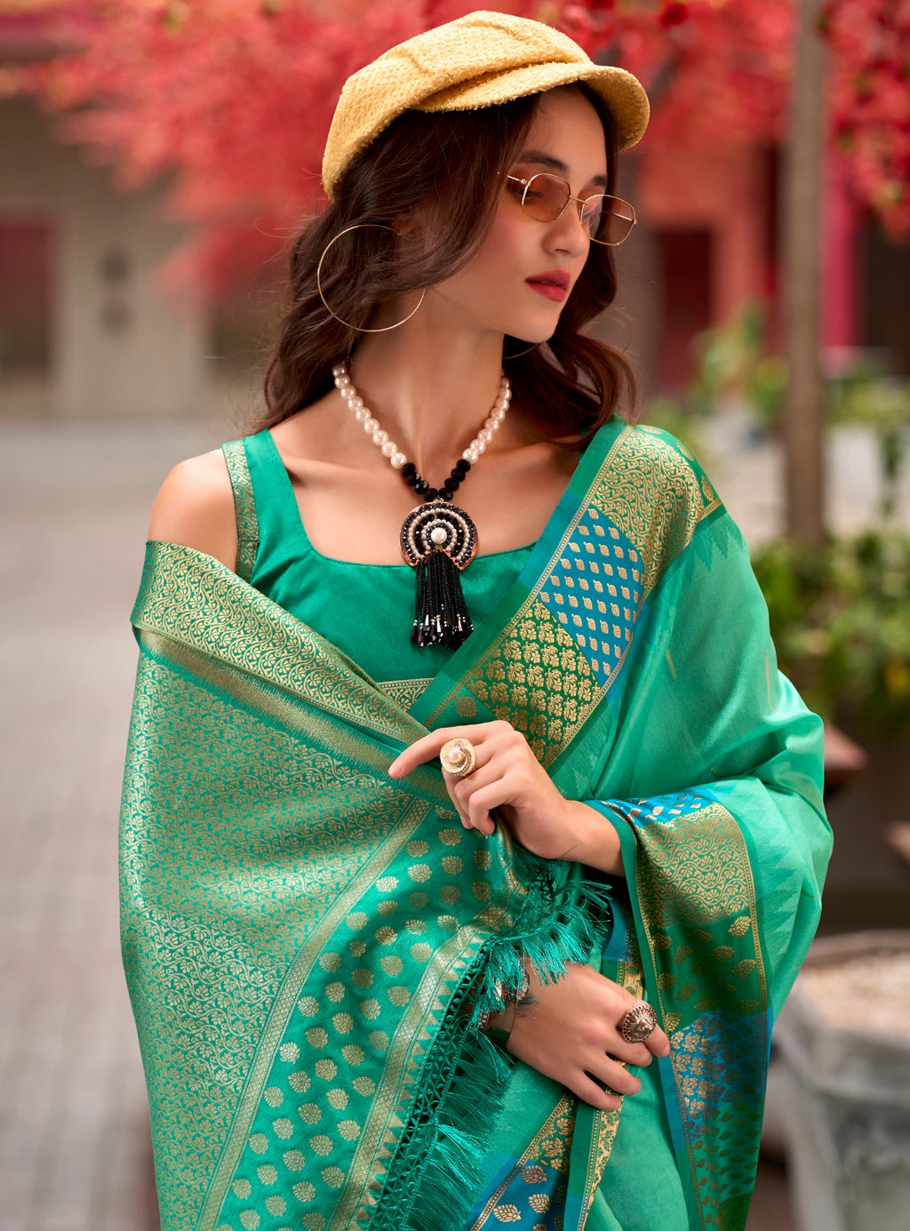 Anaita Light Green Designer Weaving Pure Silk Saree With Blouse | Grocsy