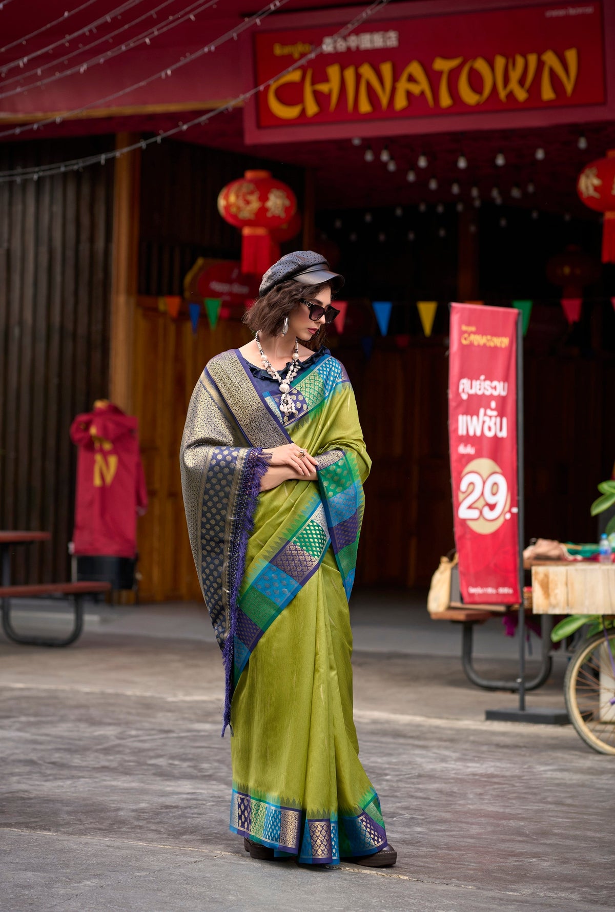 Anaita Green Designer Weaving Pure Silk Saree With Blouse | Grocsy