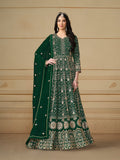 Anaita Green Embroidered Faux Georgette Anarkali Suit | Grocsy