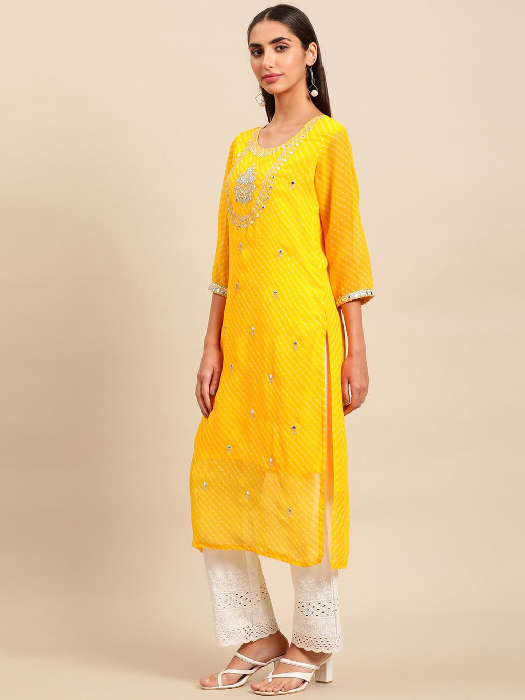 Sangria Women Ethnic Motifs Printed Mirror Work Indie Prints Kurta | Grocsy