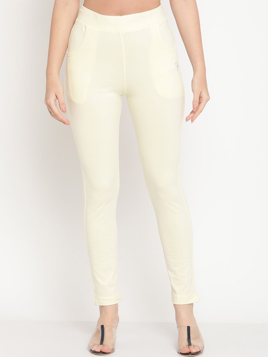 TAG 7 Pack of 2 Cream-Coloured & Maroon Ankle-Length Leggings | Grocsy